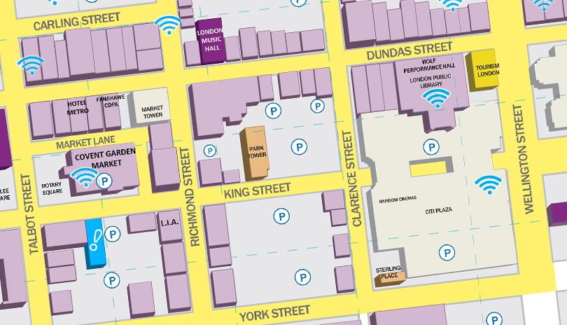 Souvenirs Maps Guides Of London Ontario Tourism London   Downtown London Map (2017)   For Print Provided By DTL BIA 